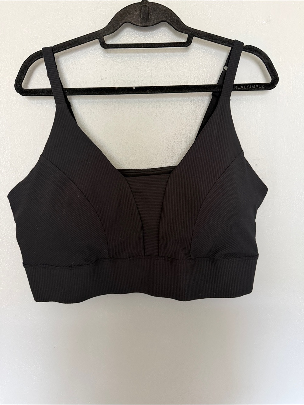 Old Navy PowerSoft Ribbed Longline V-Neck Sports Bra - Black 2X